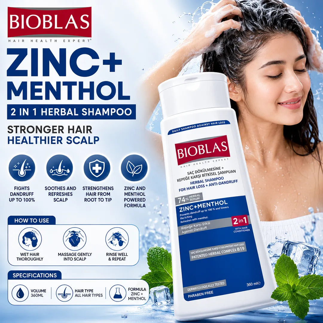 Bioblas Shampoo 360ml Zinc and Menthol 2 in 1 product specifications